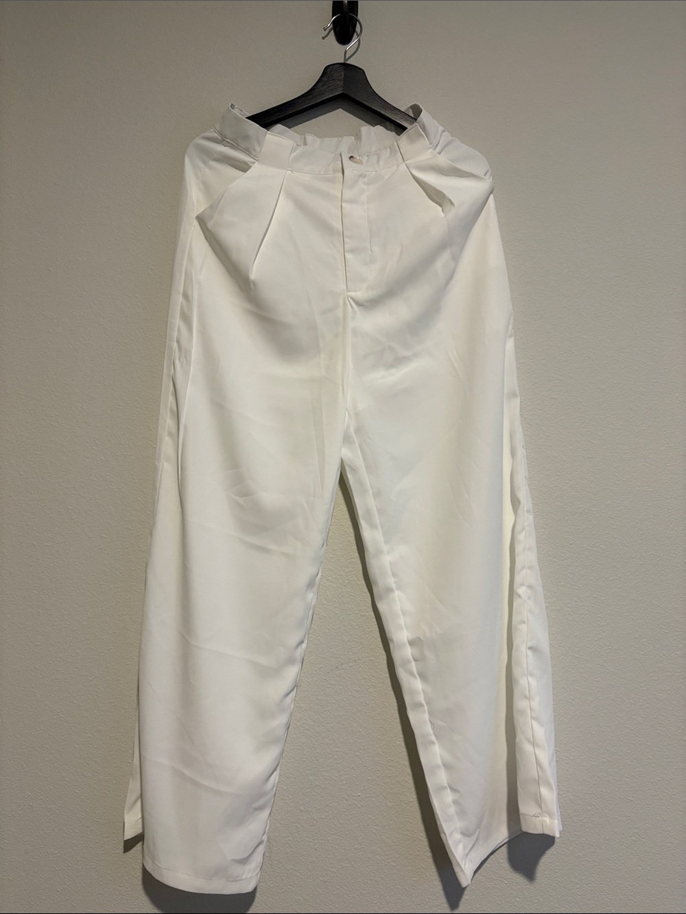 Tailored White High-Rise Wide-Leg Trousers